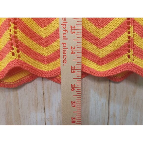 Trina Turk Zigzag Knit Tank Top - Coral Pink & Yellow Chevron Stripes Sleeveless - Picture 6 of 8